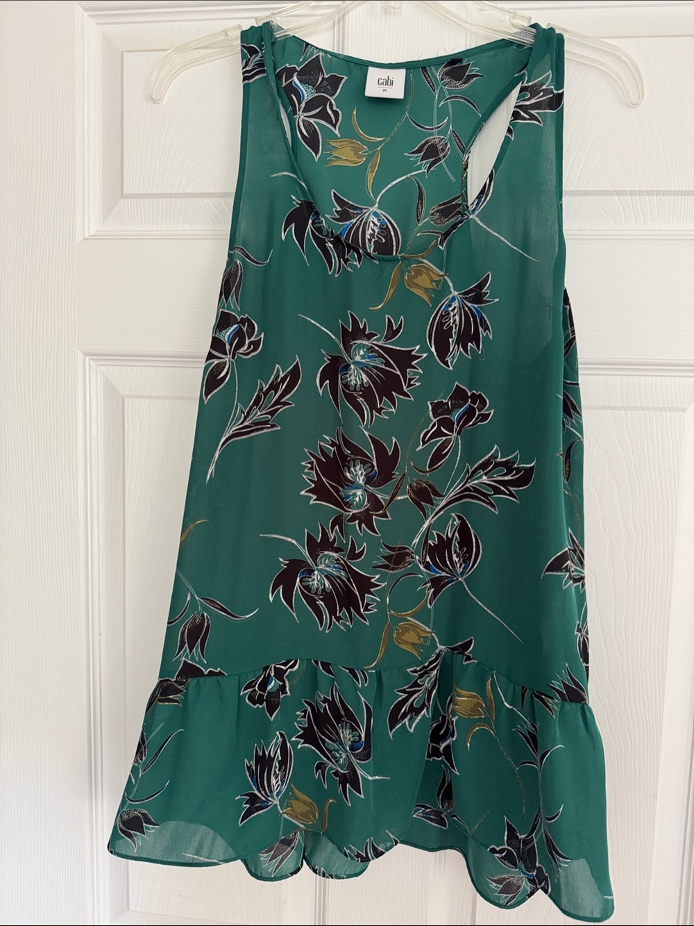 CAbi Teal Floral Sleeveless Dress